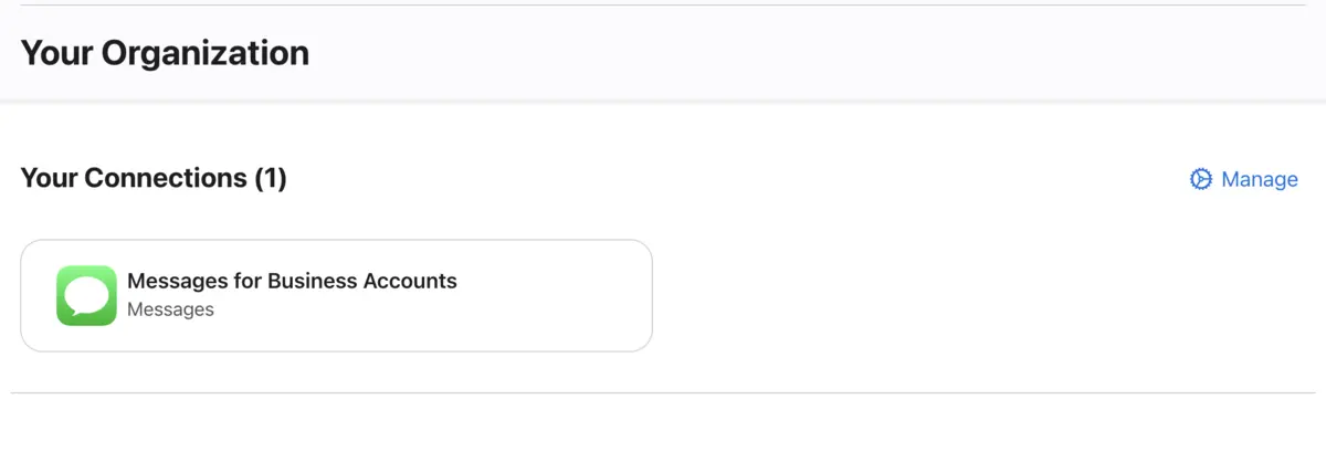 Your Connections list showing Messages for Business Accounts
